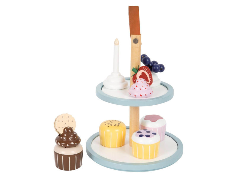 Small Foot - Wooden Play Food Etagere with Cupcakes 13 pieces.