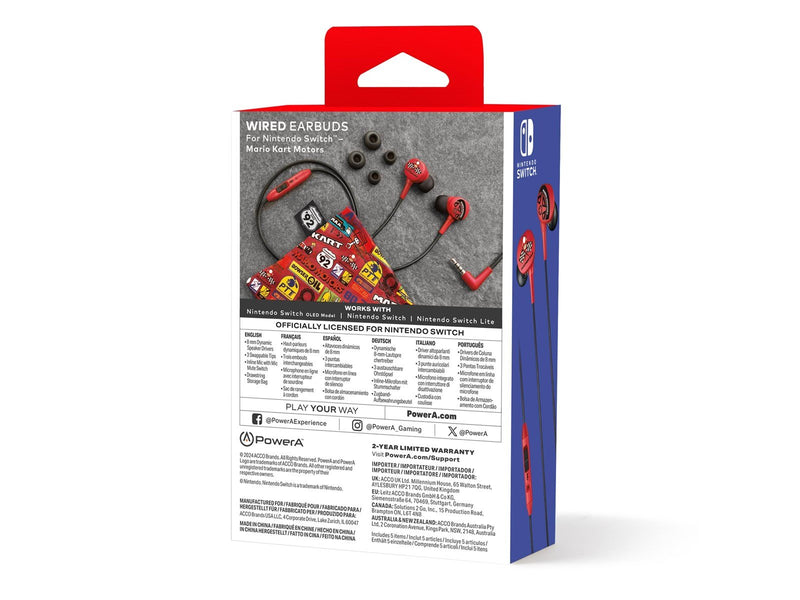 PowerA Wired Earbuds for Nintendo Switch - Mario Kart Motors