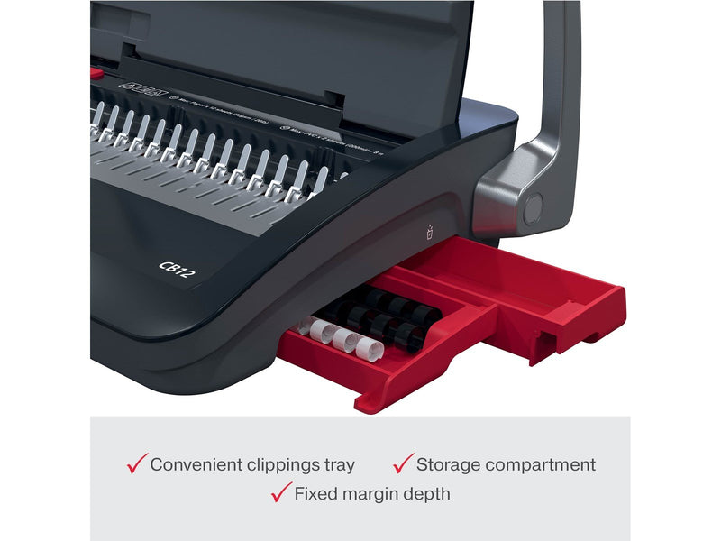 GBC CombBind® CB12 manuelles Plastikbindegerät A4, 21-Ringe, 165 Blatt binden, 12 Blatt stanzen