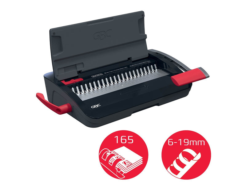 GBC CombBind® CB12 manuelles Plastikbindegerät A4, 21-Ringe, 165 Blatt binden, 12 Blatt stanzen