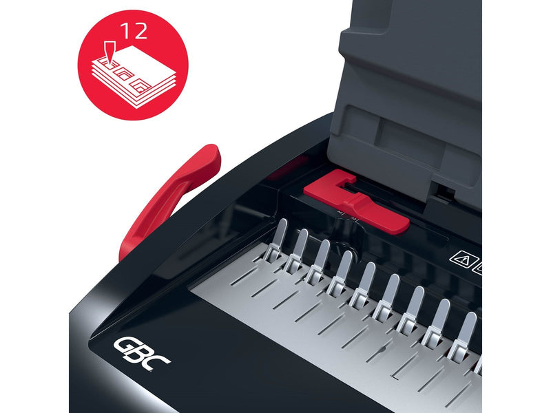 GBC CombBind® CB12 manuelles Plastikbindegerät A4, 21-Ringe, 165 Blatt binden, 12 Blatt stanzen