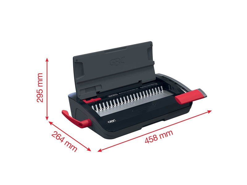 GBC CombBind® CB12 manuelles Plastikbindegerät A4, 21-Ringe, 165 Blatt binden, 12 Blatt stanzen