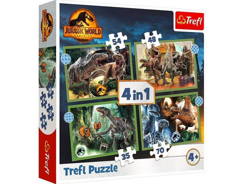 Trefl Puzzle - Jurassic World - Threatening Dinosaurs (4in1) Boden
