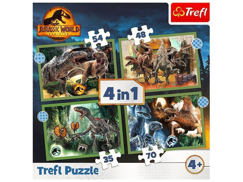 Trefl Puzzle - Jurassic World - Threatening Dinosaurs (4in1) Boden