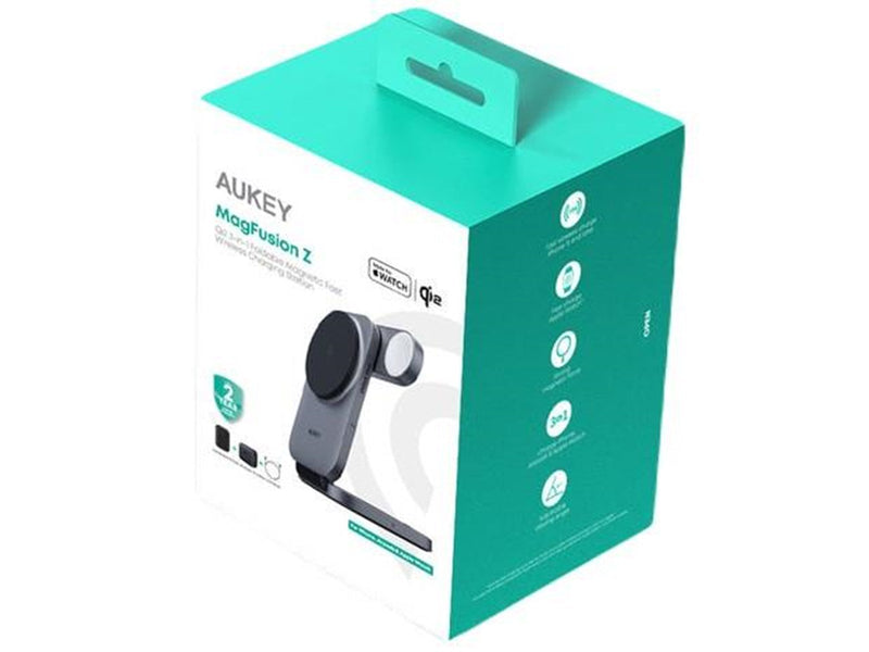 Aukey LC-MC312 MagFusion Z Qi2 3-in-1 Foldable Wireless Charging Station