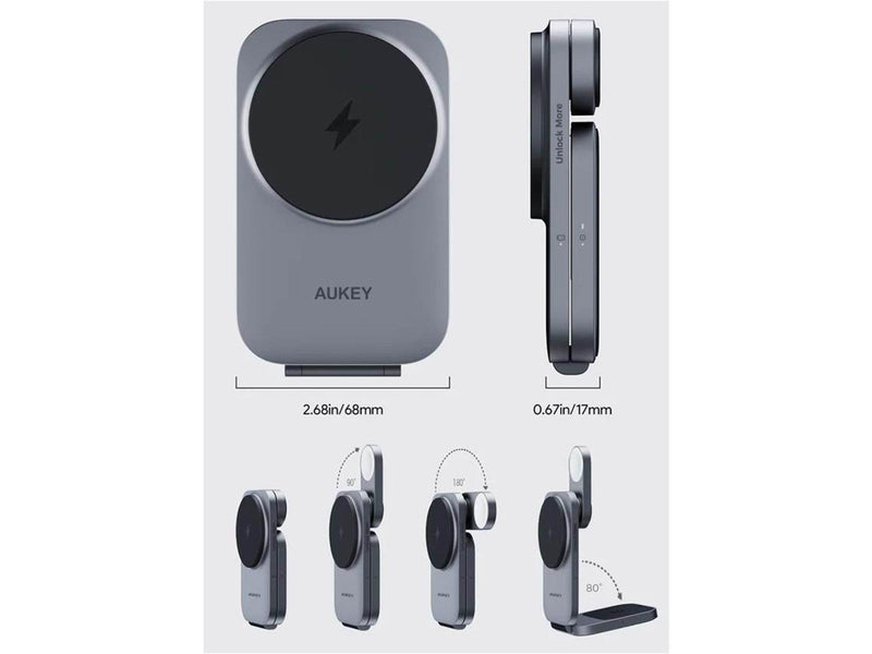 Aukey LC-MC312 MagFusion Z Qi2 3-in-1 Foldable Wireless Charging Station