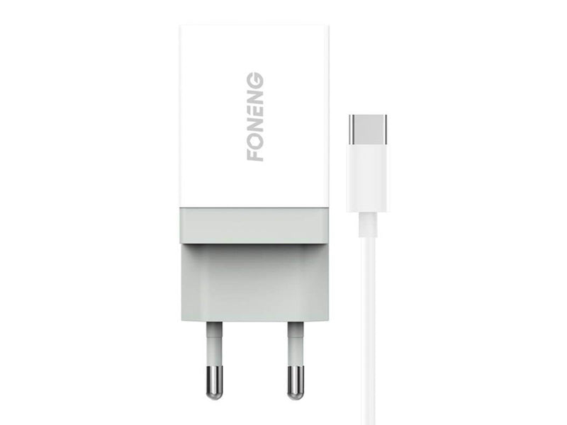 Foneng Fast charger 1x USB K210 + USB Type C cable 1m