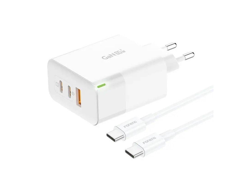 Foneng GAN65 USB-A USB-C USB-C GAN65 2.4A 65W (white) Power Charger