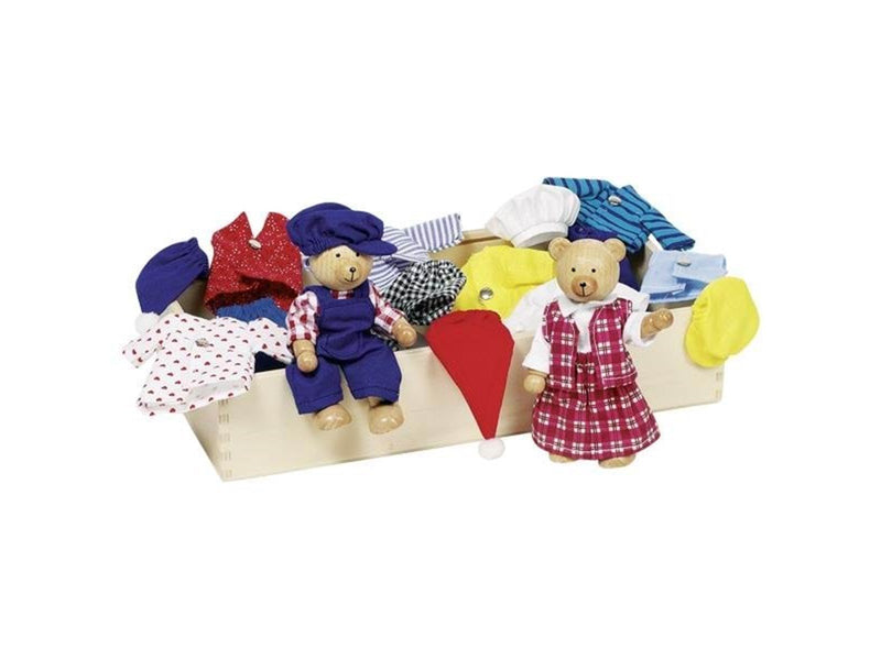 Goki Dollhouse Bear Dolls + Clothes