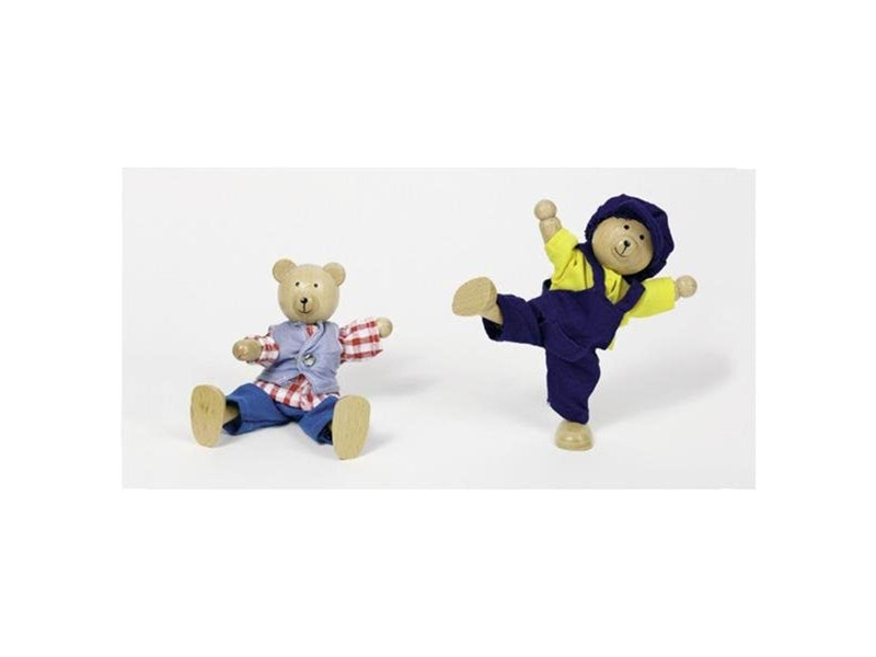 Goki Dollhouse Bear Dolls + Clothes