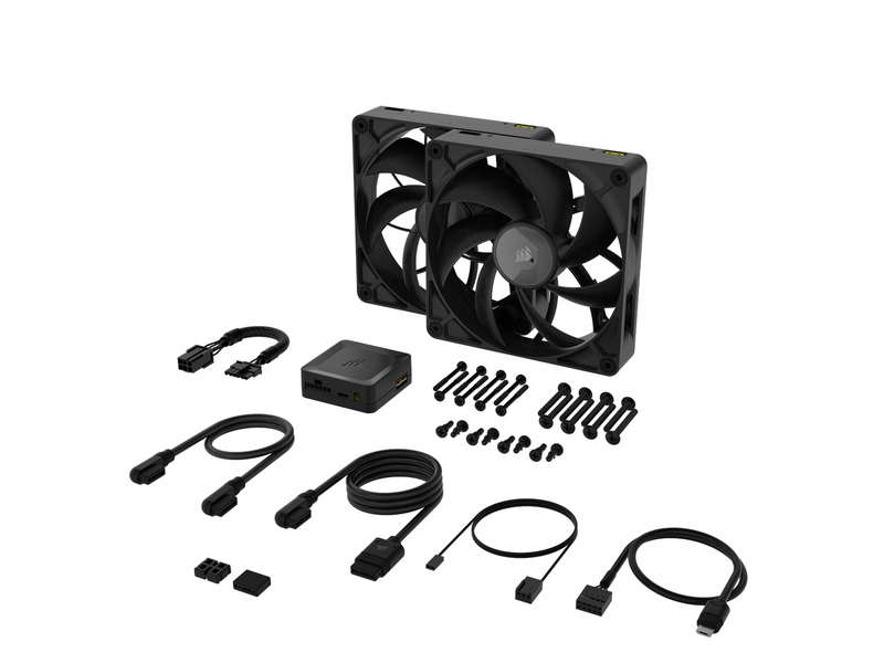 Corsair iCUE LINK RX140 MAX (2-pack starter kit) - Gehäuselüfter - 140mm - Schwarz - 36 dBA