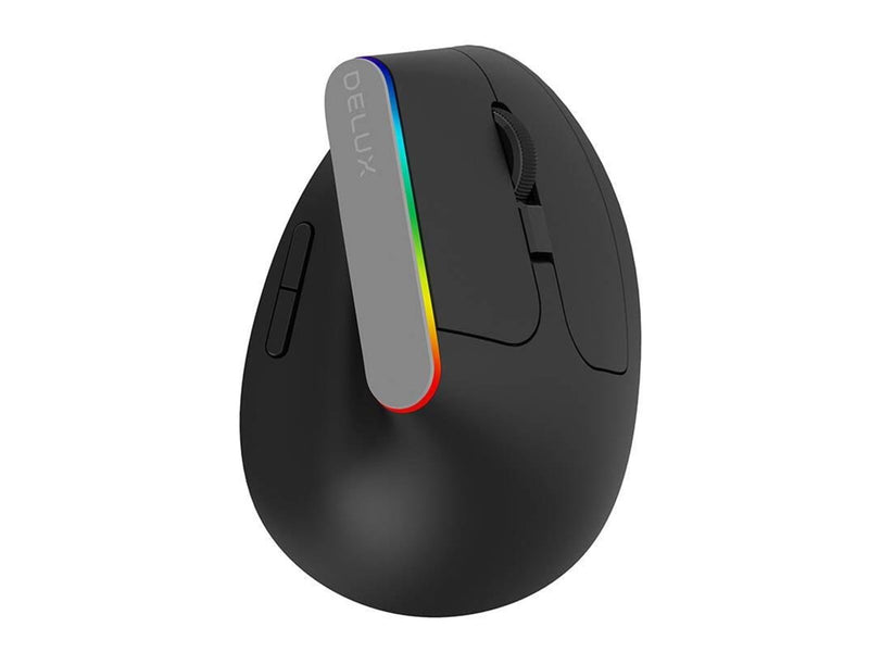 DeLUX Wireless Vertical Mouse M618C 2.4G 1600DPI RGB (black) - Ergonomische Maus (Schwarz)