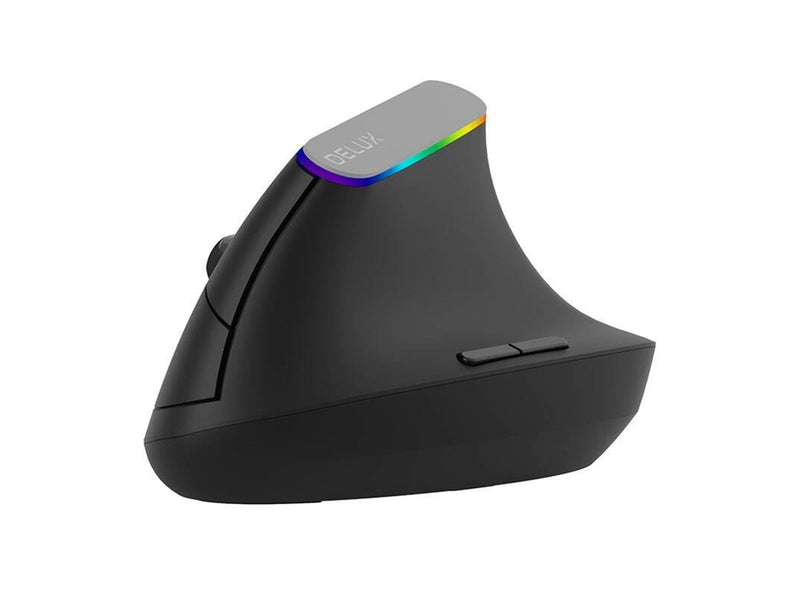DeLUX Wireless Vertical Mouse M618C 2.4G 1600DPI RGB (black) - Ergonomische Maus (Schwarz)