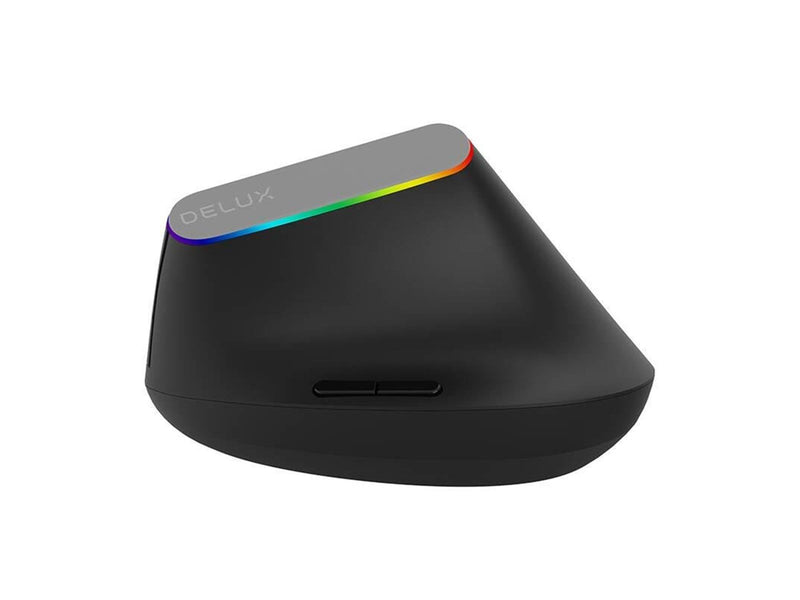 DeLUX Wireless Vertical Mouse M618C 2.4G 1600DPI RGB (black) - Ergonomische Maus (Schwarz)