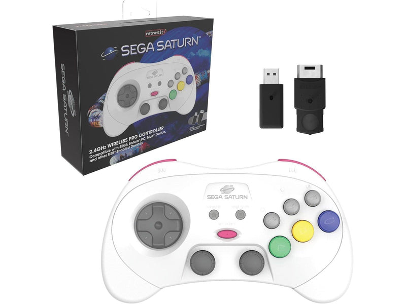 Retro-Bit PRO - White - Wireless Controller - Sega Saturn