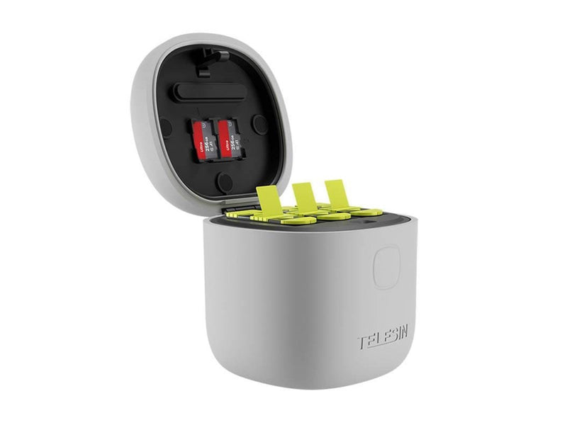 TELESIN 3-slot waterproof charger Allin box for GoPro Hero 9 / Hero 10 + 3 batteries (GP-BTR-906-GY-B)
