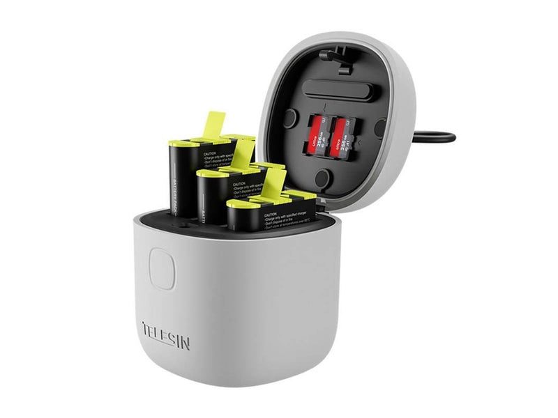 TELESIN 3-slot waterproof charger Allin box for GoPro Hero 9 / Hero 10 + 3 batteries (GP-BTR-906-GY-B)