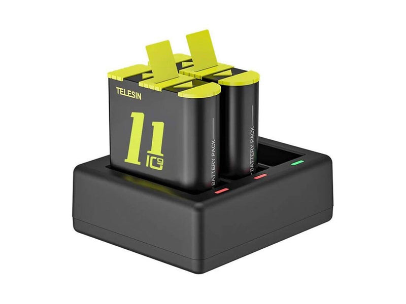 TELESIN three-channel charger + 2 batteries for GoPro Hero 9 / 10 / 11 / 12 (GP-BTR-903-B)