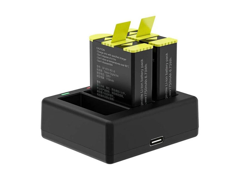 TELESIN three-channel charger + 2 batteries for GoPro Hero 9 / 10 / 11 / 12 (GP-BTR-903-B)
