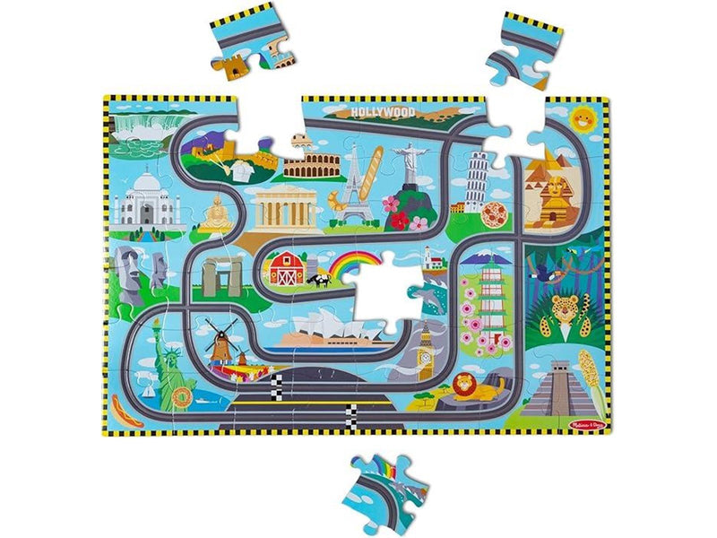 Melissa & Doug Puzzle - Race Around the World Tracks 48 pcs Boden