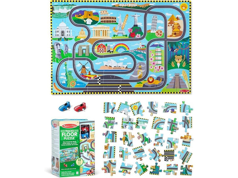 Melissa & Doug Puzzle - Race Around the World Tracks 48 pcs Boden