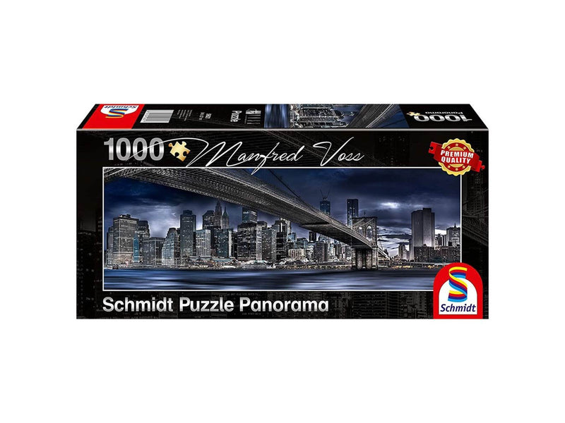 Schmidt Puzzle - Manfred Voss - Panorama: New York - Dark Night (1000 pieces) Boden
