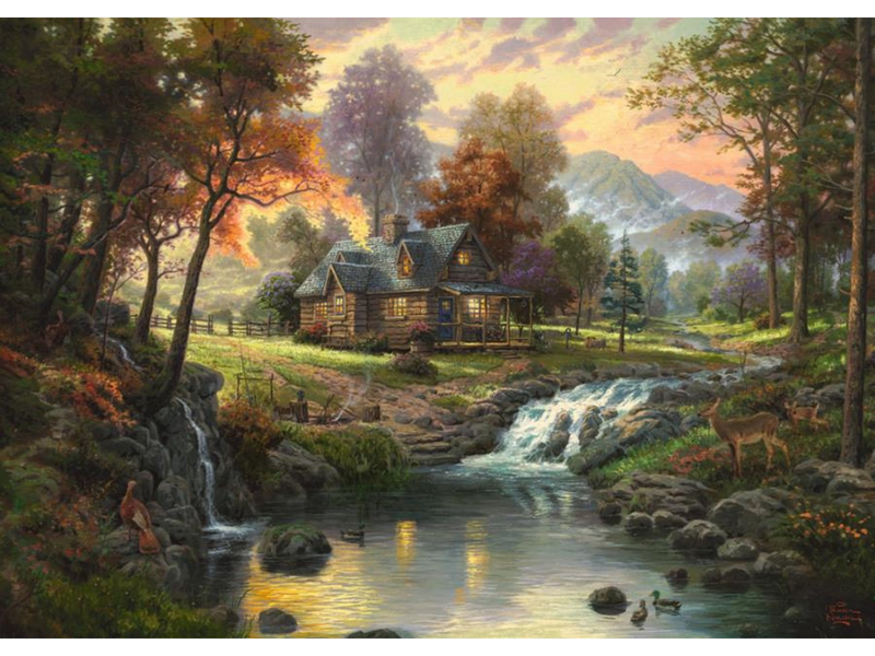 Schmidt Puzzle - Thomas Kinkade: Mountain Retreat (1000 pieces) Boden