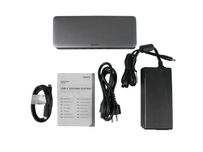 Deltaco USB-C dock triple 2x HDMI/DP USB-C/USB-A/RJ45/S