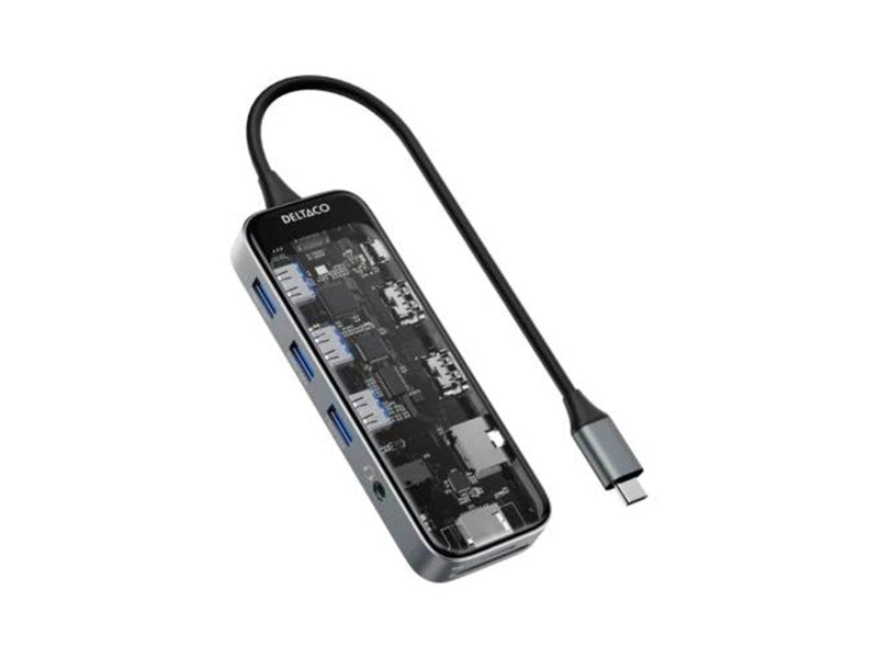 Deltaco Transparent USB-C Docking Station Dual 2x HDMI