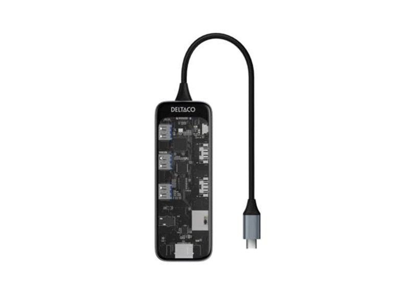 Deltaco Transparent USB-C Docking Station Dual 2x HDMI