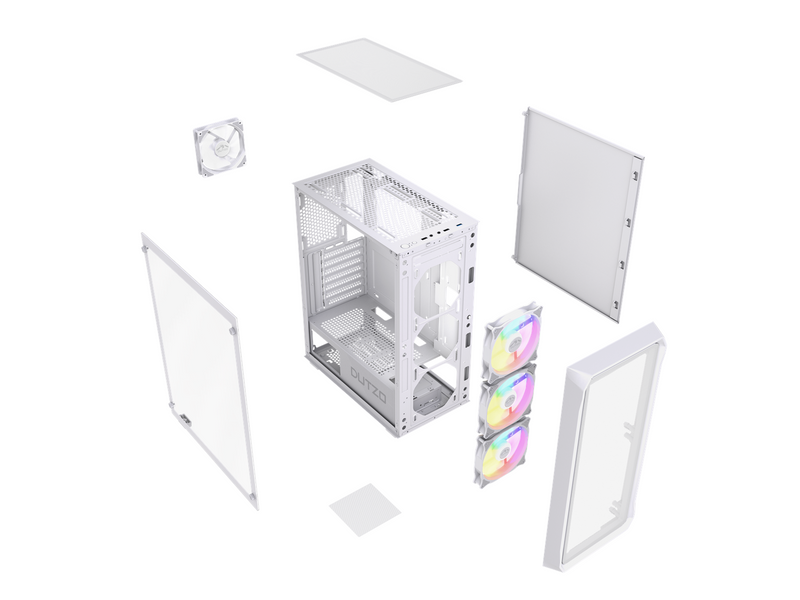 DUTZO C321 Mesh TG ARGB - Gehäuse - Miditower - Weiß