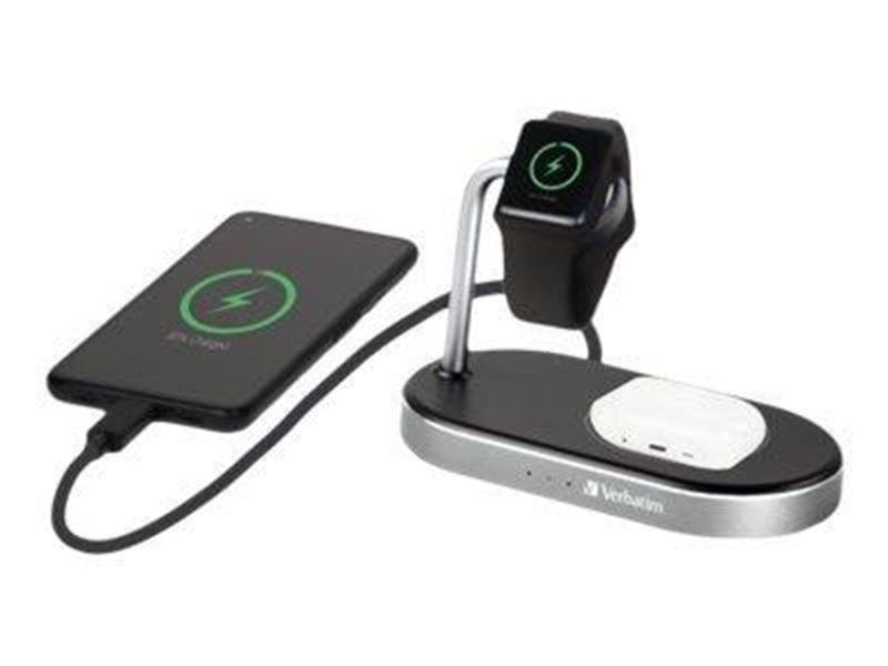 Verbatim Wireless Charging Stand - 3-in-1 - + AC Power Adapter - 44 Watt