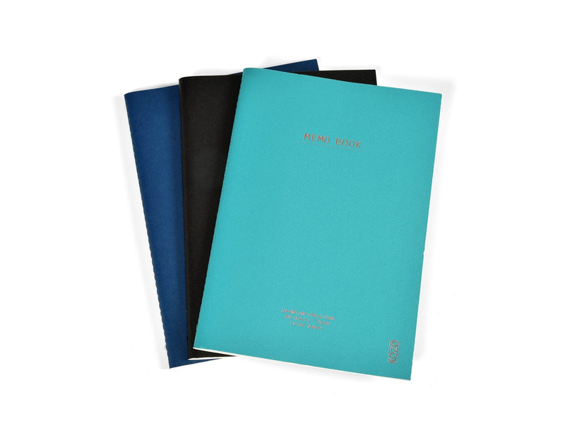 KOZO Memo Book A5 3 Pack Navy Steel Blue Black