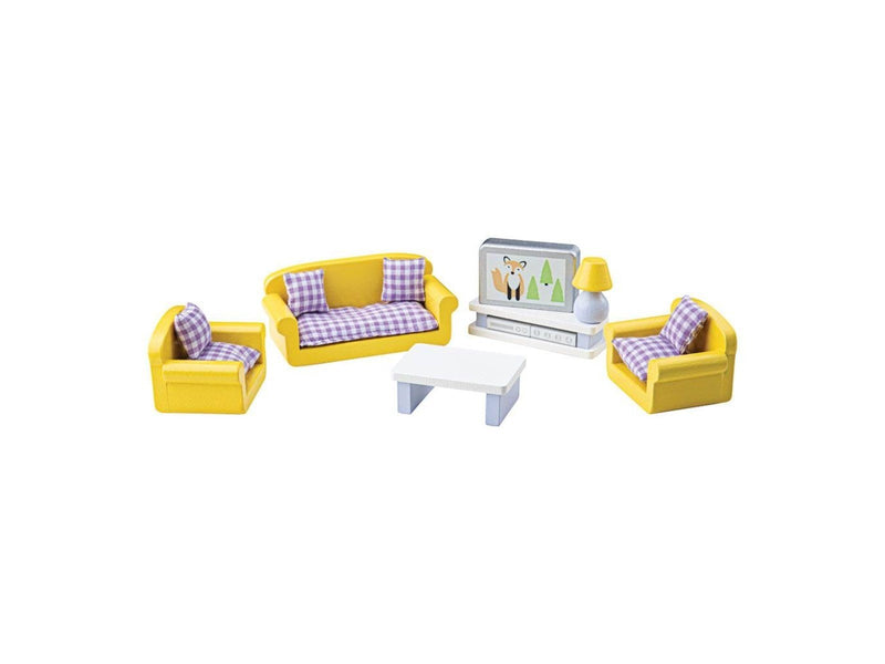 Tidlo Wooden Dollhouse Furniture Living Room 9 pieces.