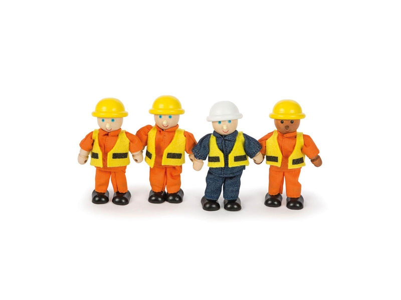 Tidlo Wooden Dollhouse Dolls Construction Workers