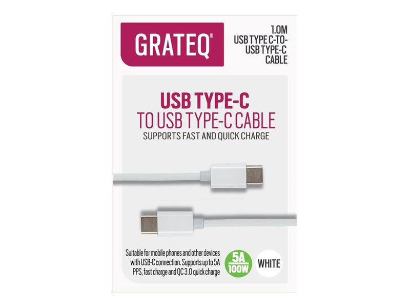 Grateq - USB-C cable - 24 pin USB-C to 24 pin USB-C - 1 m
