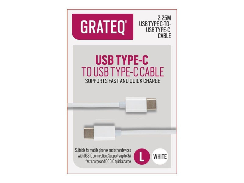 Grateq - USB-C cable - 24 pin USB-C to 24 pin USB-C - 2.25 m