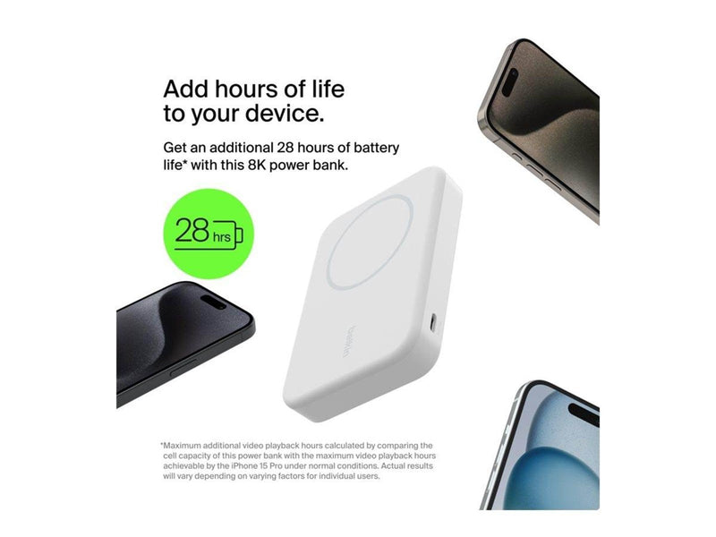 Belkin wireless power bank - magnetic with Qi2 - 24 pin USB-C - 15 Watt