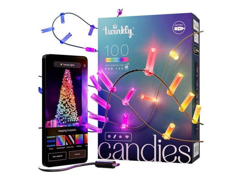Twinkly Candies - string lights - LED x 100 - 7 W - RGB light - candle - transparent