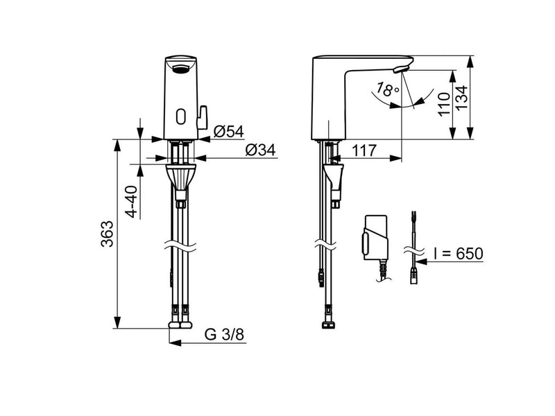 Oras Electra 9210FZ touchless bathroom mixer, 3V, Bluetooth, chrome