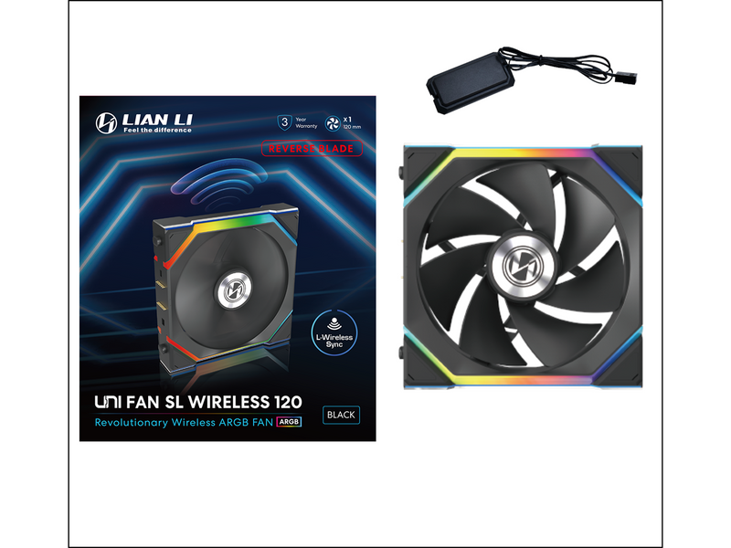 Lian Li UNI FAN SL Wireless Reverse Black - Gehäuselüfter - 120mm - Schwarz - 29 dBA
