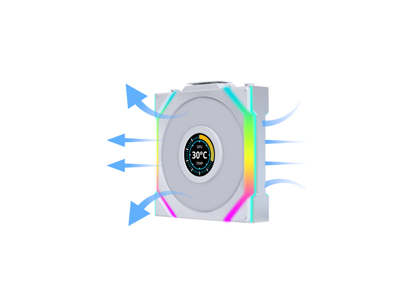 Lian Li UNI FAN SL Wireless LCD Reverse White - Gehäuselüfter - 120mm - Weiß mit RGB-Beleuchtung - 31 dBA