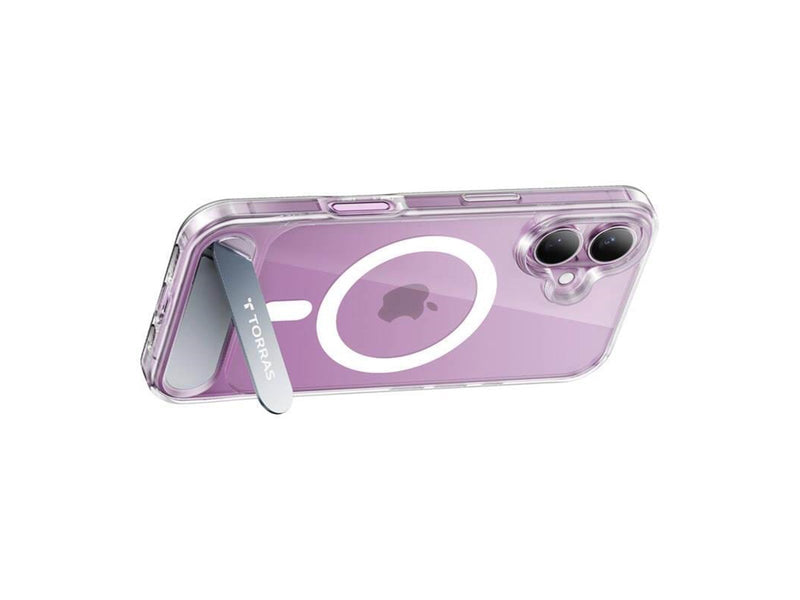 Torras Pstand Series Case for iPhone 16 (Transparent)