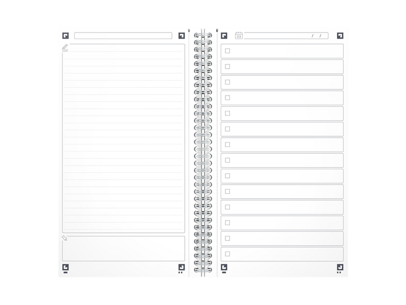 Oxford Office Essentials Task Manager, 14,1x24,6cm, Softcover, Doppelspiralbindung, 115 Blatt, Sonderlineatur, scribzee kompatib