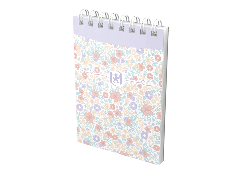 Oxford Floral Notizblock A7, Kopfspiralbindung, 70 Blatt, liniert, sortierte Farben
