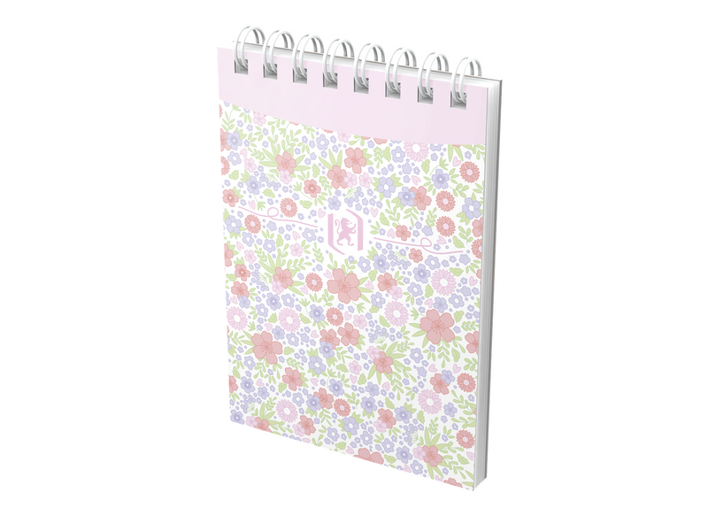 Oxford Floral Notizblock A7, Kopfspiralbindung, 70 Blatt, liniert, sortierte Farben