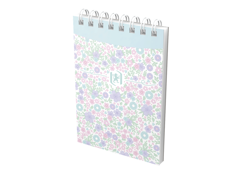 Oxford Floral Notizblock A7, Kopfspiralbindung, 70 Blatt, liniert, sortierte Farben