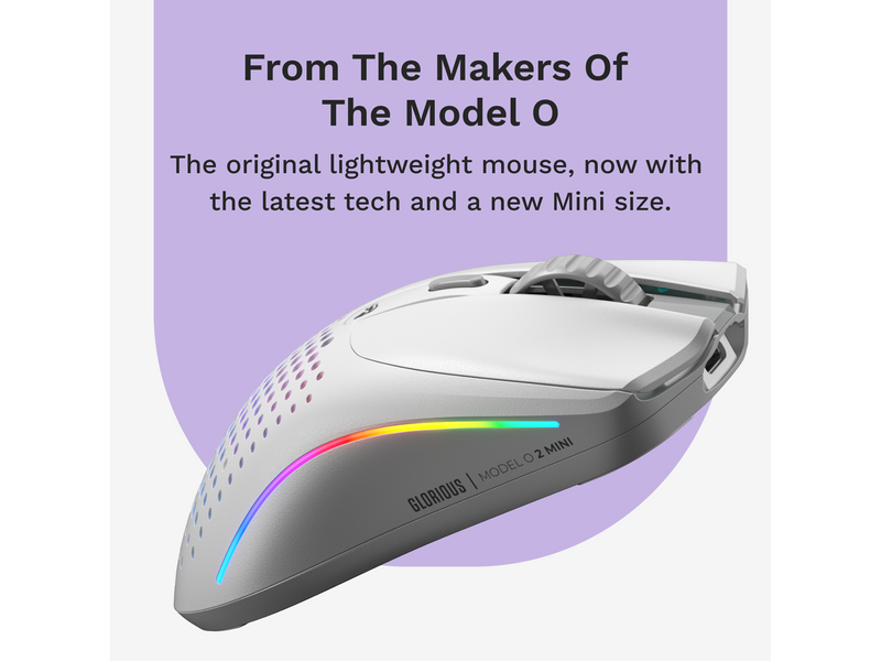 Glorious Model O 2 Mini Wireless - Matte White - Gaming Maus (Weiß mit RGB Licht)