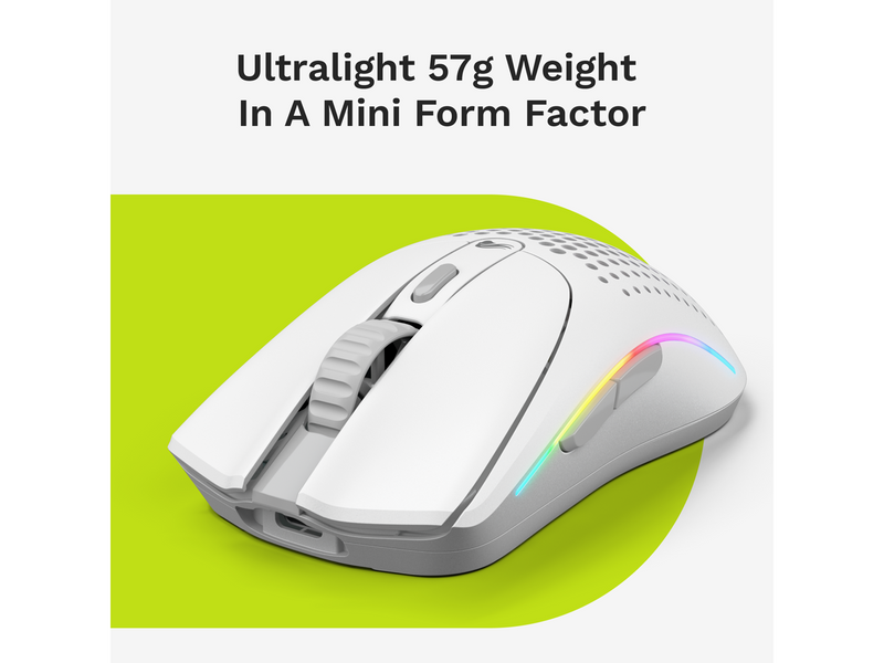 Glorious Model O 2 Mini Wireless - Matte White - Gaming Maus (Weiß mit RGB Licht)