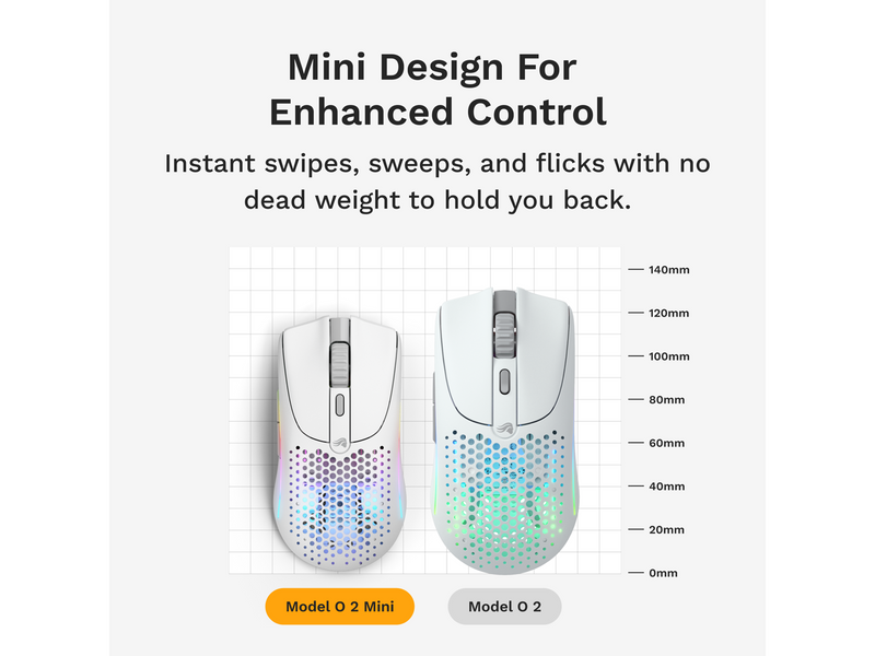 Glorious Model O 2 Mini Wireless - Matte White - Gaming Maus (Weiß mit RGB Licht)